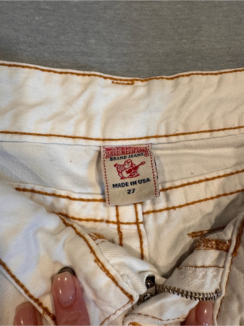 True Religion White Embellished Frayed Denim Shorts - Picture 2 of 6